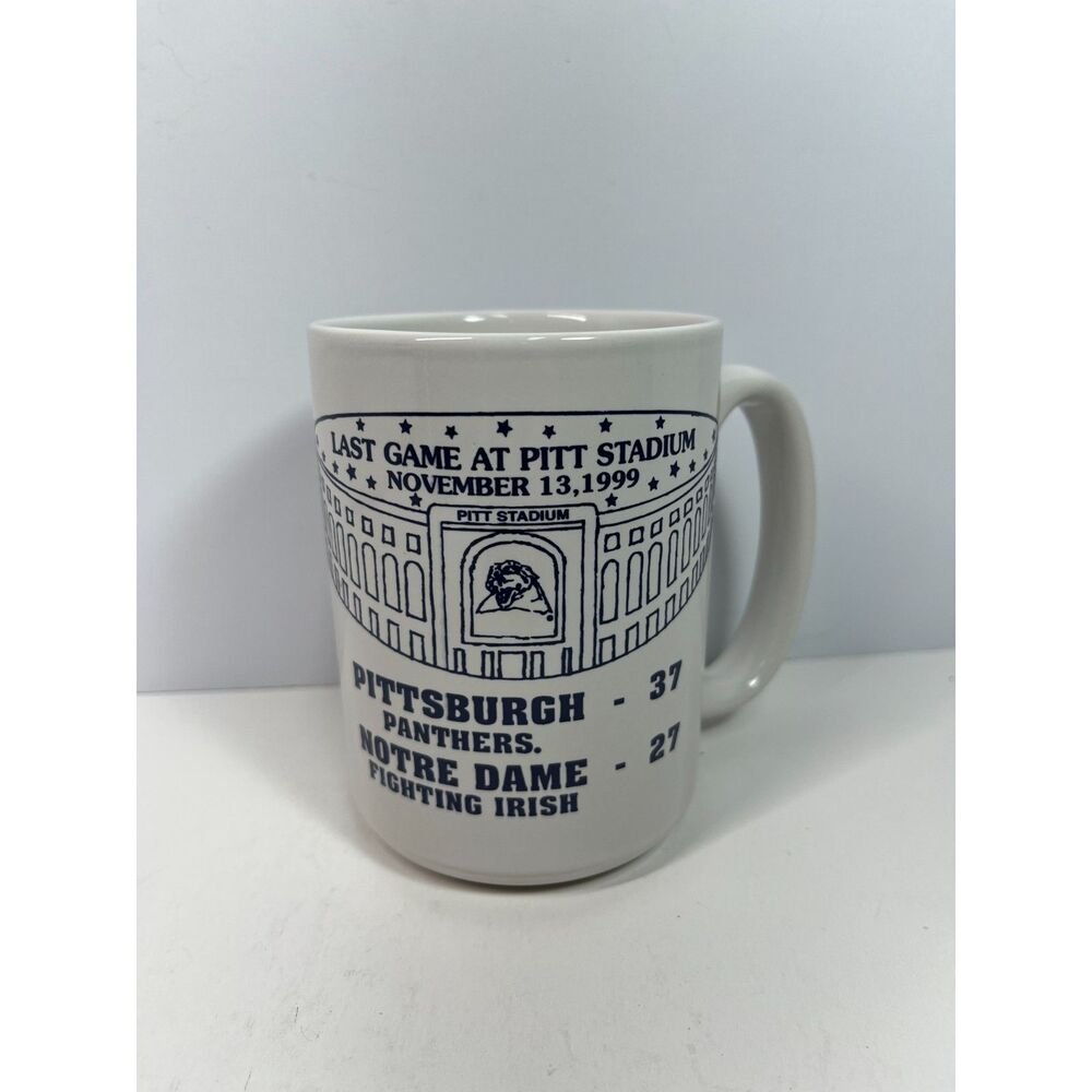 Vintage 1999 Pitt Stadium Last Game Mug Pittsburgh Panthers Notre Dame 37-27